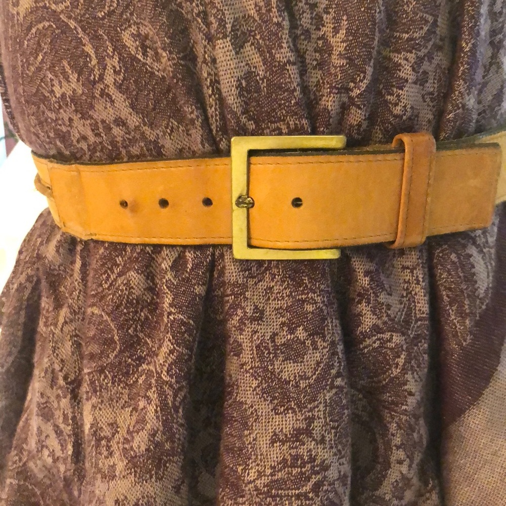 Vintage BRAXTON Brown Leather Belt Sz 30-33”/1.5” w/ solid brass buckle 36.25” L